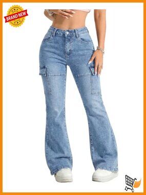 High Waisted Flare Jeans Stretchy Bell Bottom Denim Pants Y2K Streetwear